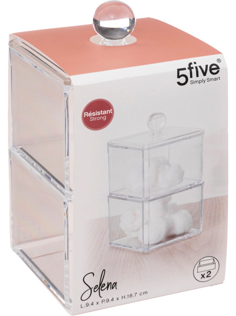 Lot de 2 boîtes à cotons transparentes selena Transparent - Kiabi