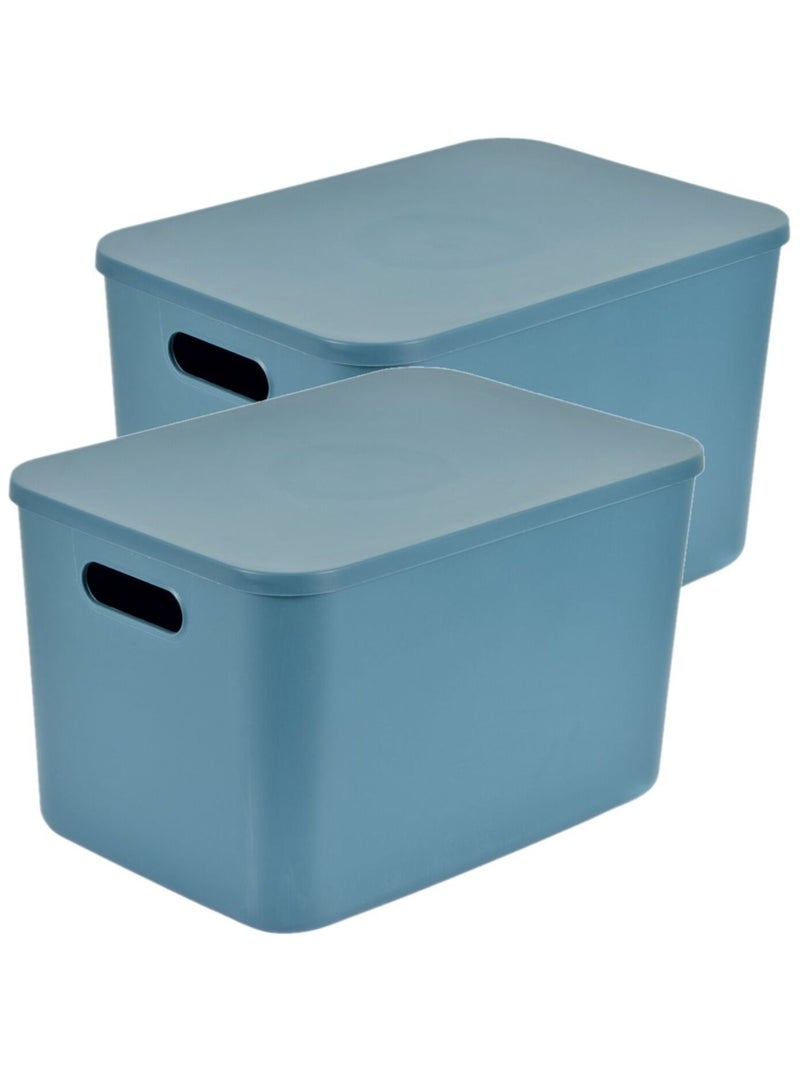 Lot de 2 boîtes avec couvercle CHROMACASE Bleu - Kiabi