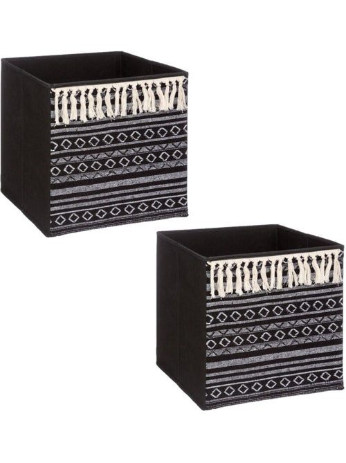 Lot de 2 boîtes de rangement à motifs ethniques MIX'N MODUL - Kiabi Lot de 2 boîtes de rangement à motifs ethniques MIX'N MODUL - Kiabi