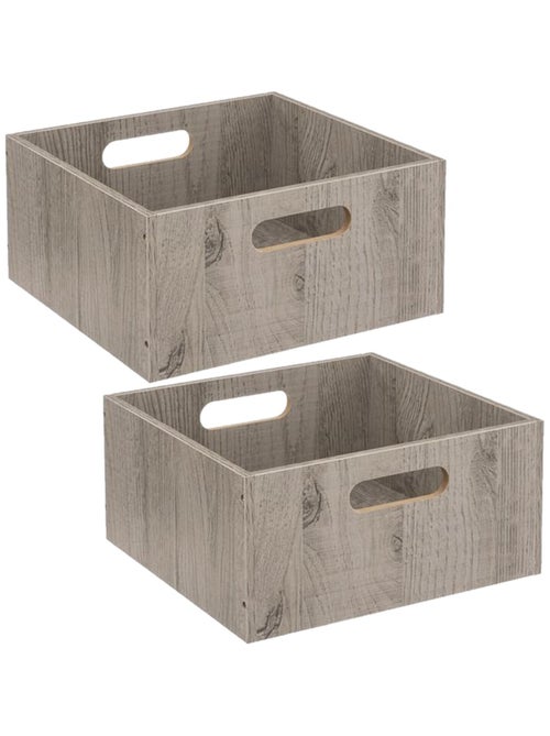 Lot de 2 Boîtes de rangement carrée en MDF - Kiabi