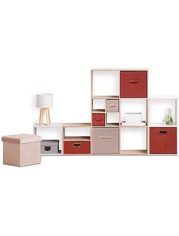 Lot de 2 boîtes de rangement carrées en tissu MIX' N MODUL