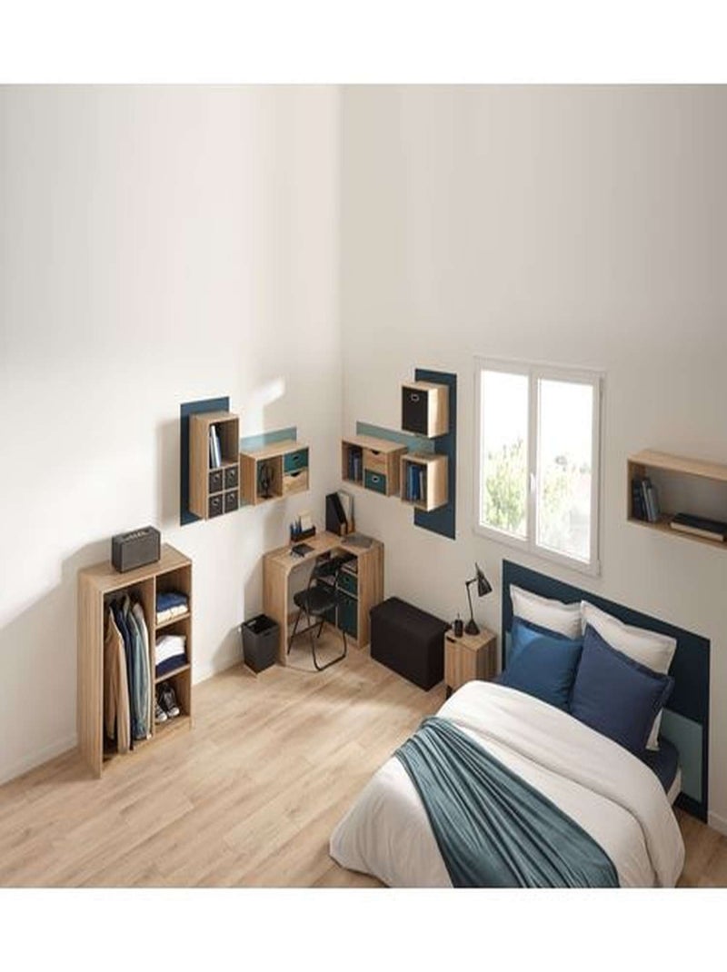 Lot de 2 boites de rangement carrées en tissu MIX'N MODUL Bleu - Kiabi