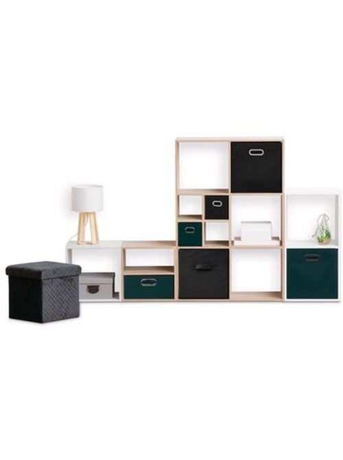 Lot de 2 boites de rangement carrées en tissu MIX'N MODUL - Kiabi