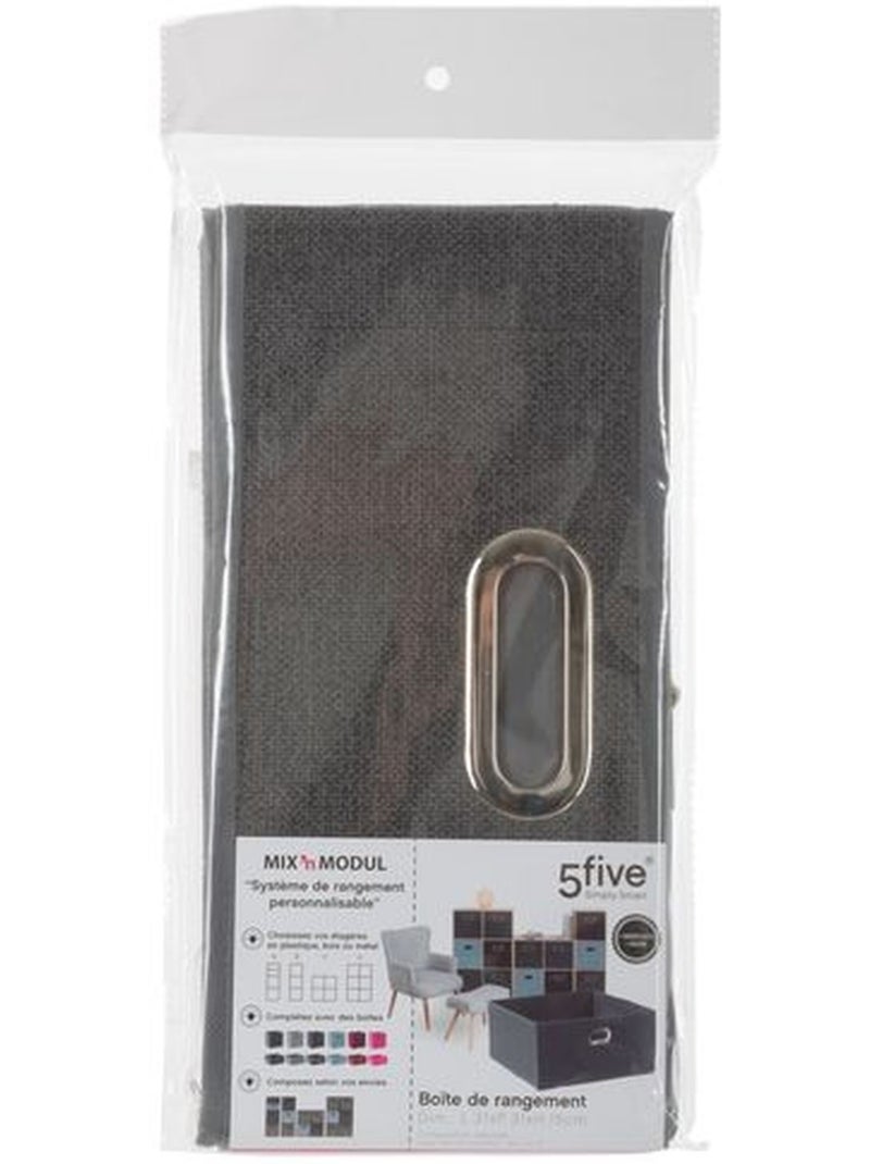 Lot de 2 boites de rangement carrées en tissu MIX'N MODUL Gris foncé - Kiabi