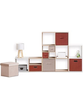 Lot de 2 boites de rangement carrées en tissu MIX'N MODUL
