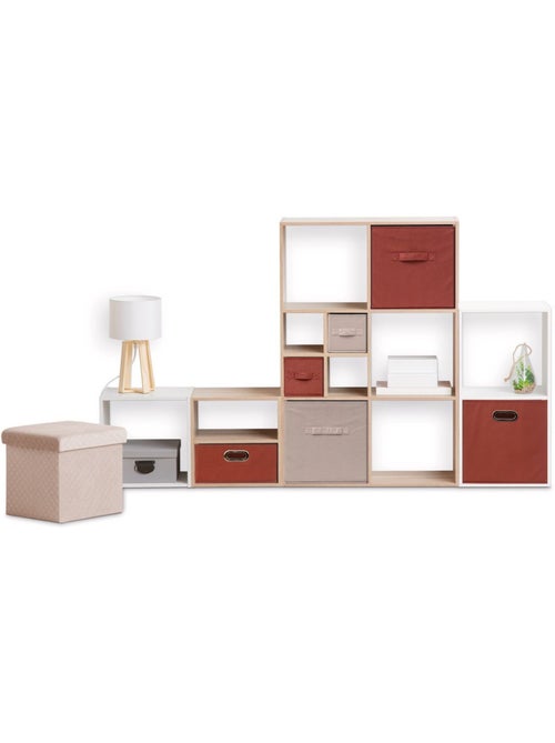 Lot de 2 boites de rangement carrées en tissu MIX'N MODUL - Kiabi
