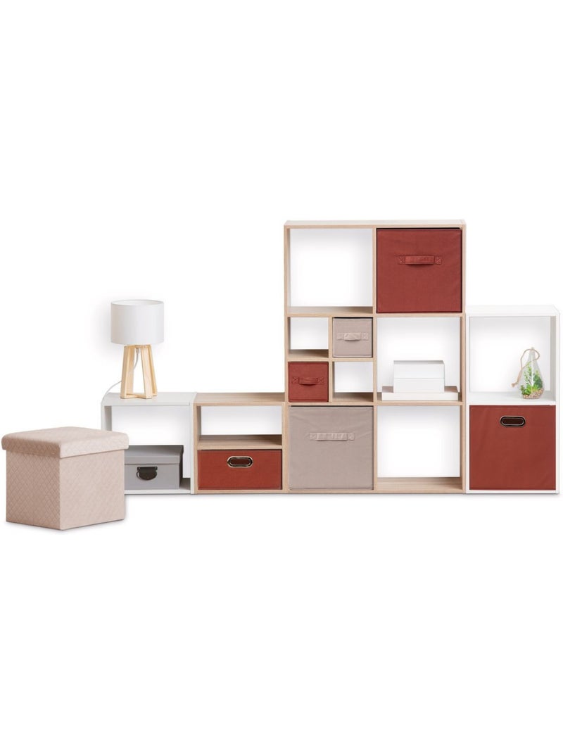 Lot de 2 boites de rangement carrées en tissu MIX'N MODUL Rouge - Kiabi