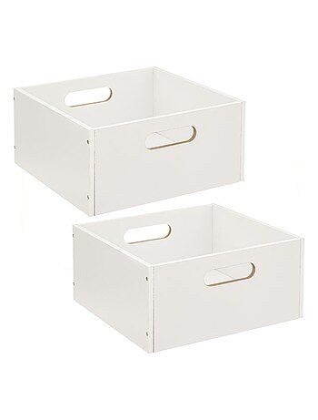 Lot de 2 boîtes de rangement carrées petite hauteur MIX'N MODUL