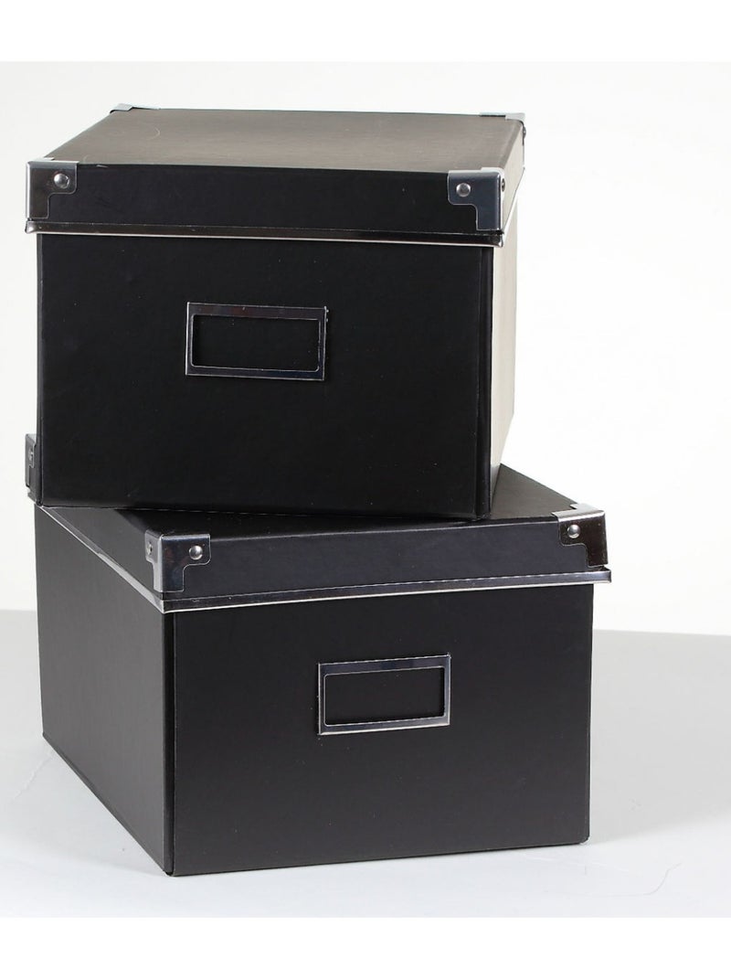 Lot De 2 Boîtes De Rangement Carton Noires - L21xp26xh15cm Noir - Kiabi