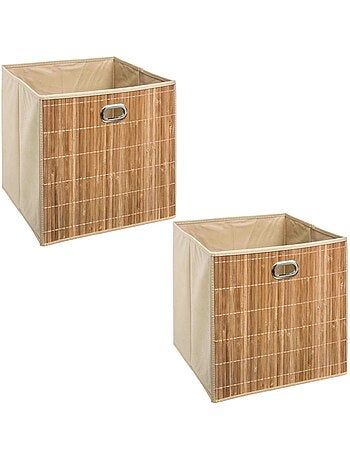 Lot de 2 boîtes de rangement cube en bambou et tissu MIX'N MODUL