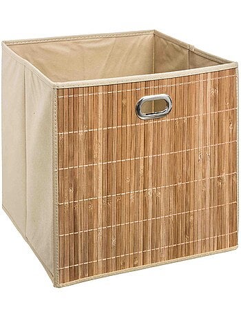 Lot de 2 boîtes de rangement cube en bambou et tissu MIX'N MODUL