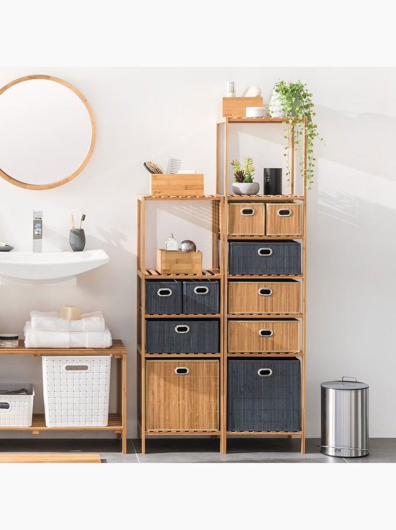Lot de 2 boîtes de rangement cube en bambou et tissu MIX'N MODUL Beige - Kiabi