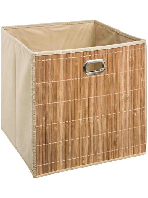 Lot de 2 boîtes de rangement cube en bambou et tissu MIX'N MODUL - Kiabi