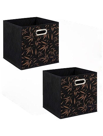 Lot de 2 boites de rangement cube en tissu à motif bambou MIX'N MODUL