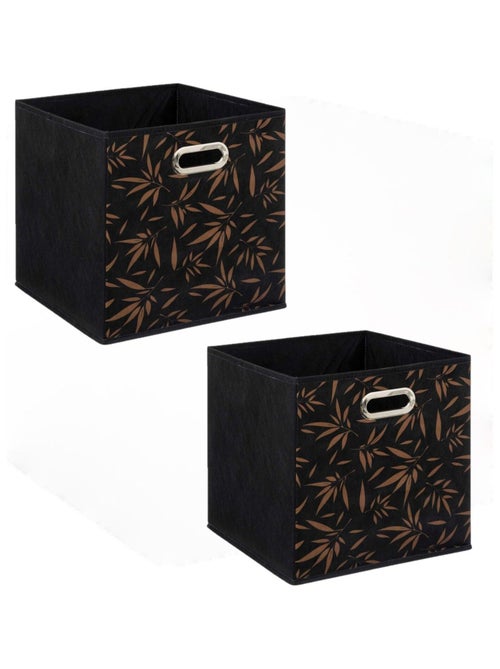 Lot de 2 boites de rangement cube en tissu à motif bambou MIX'N MODUL - Kiabi