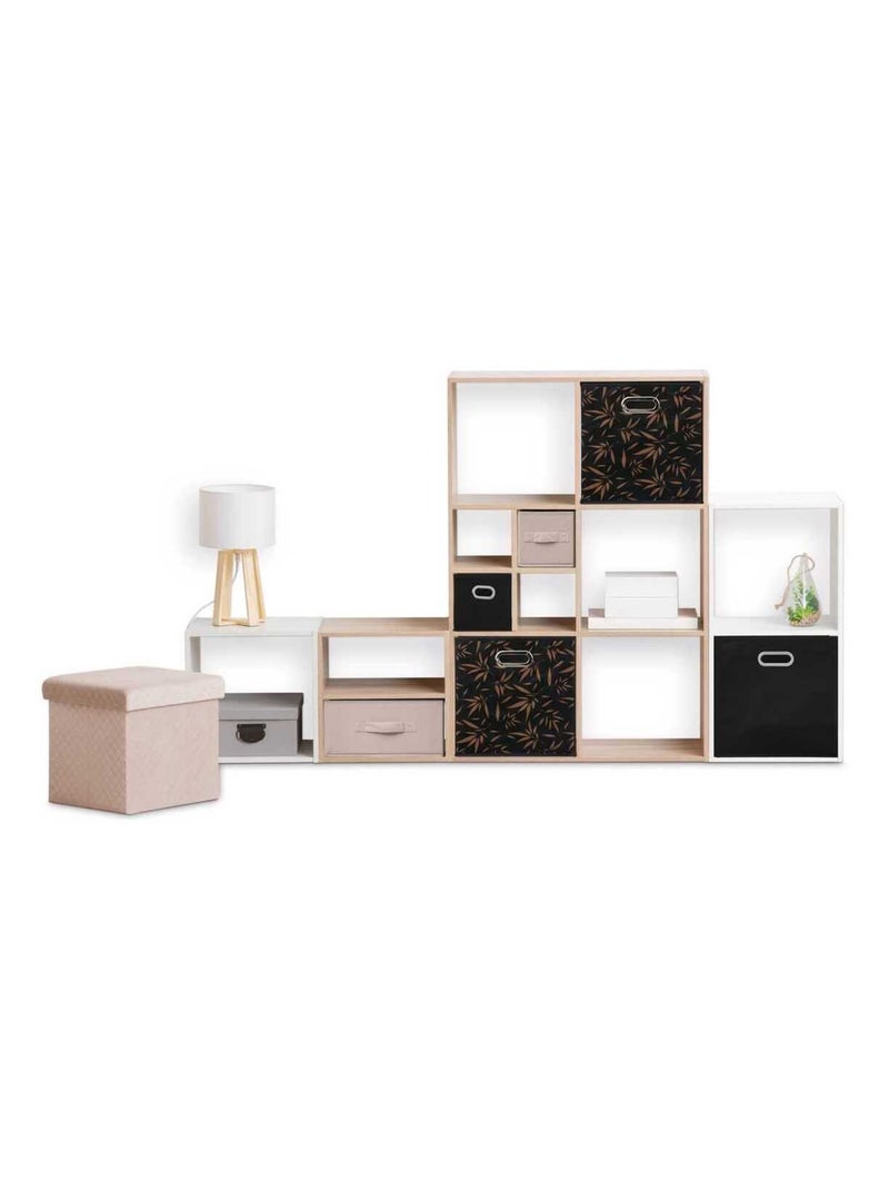 Lot de 2 boites de rangement cube en tissu à motif bambou MIX'N MODUL Noir - Kiabi