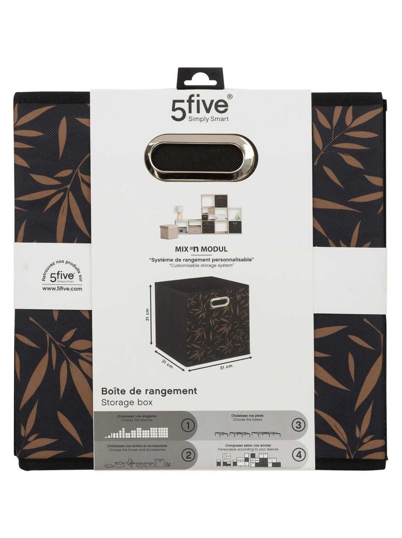 Lot de 2 boites de rangement cube en tissu à motif bambou MIX'N MODUL Noir - Kiabi