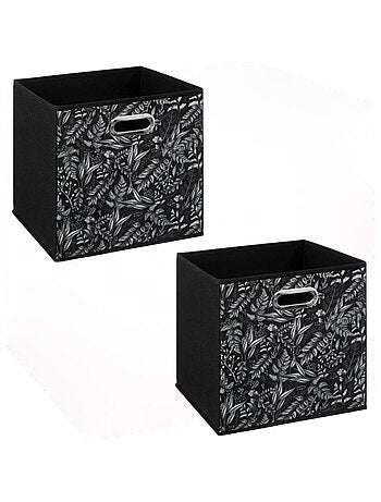 Lot de 2 boites de rangement cube en tissu à motif botanique MIX'N MODUL