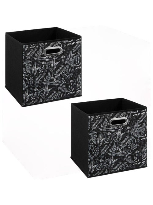 Lot de 2 boites de rangement cube en tissu à motif botanique MIX'N MODUL - Kiabi