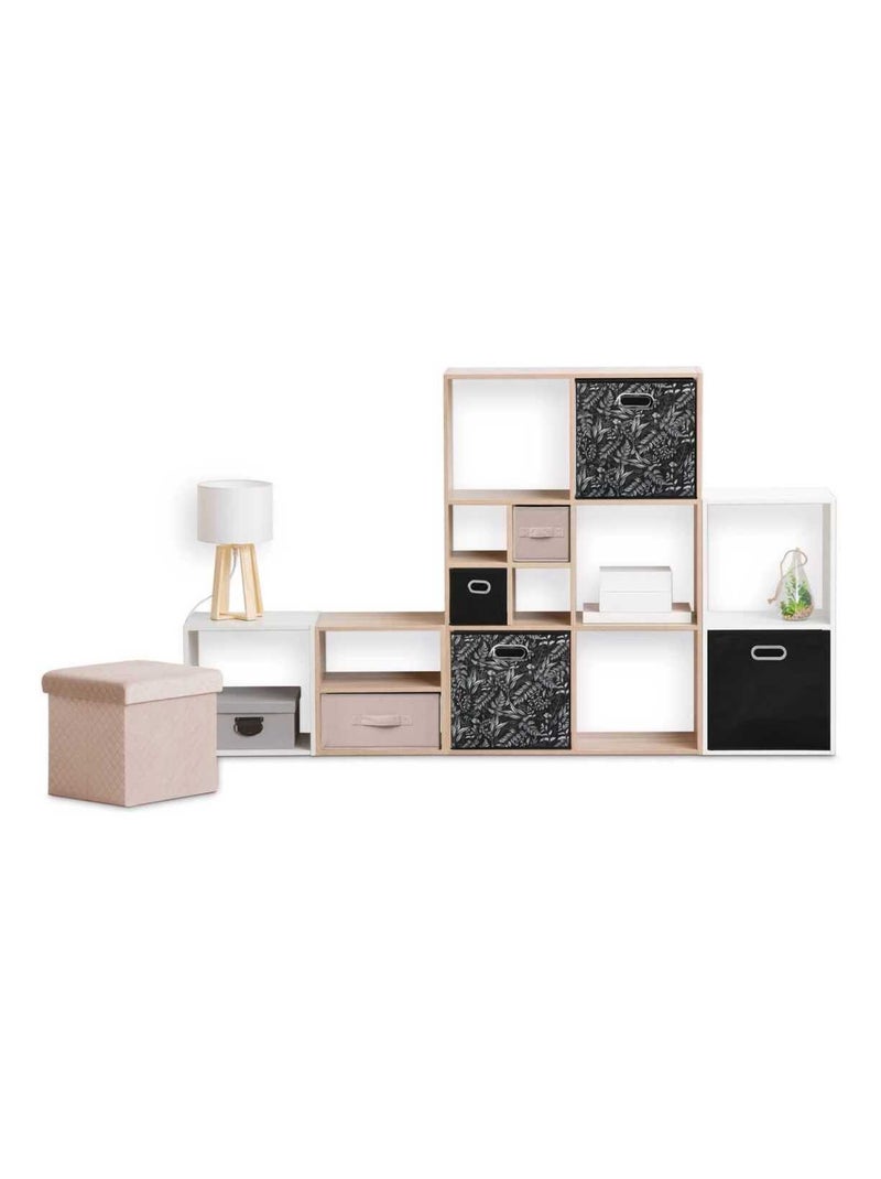 Lot de 2 boites de rangement cube en tissu à motif botanique MIX'N MODUL Noir - Kiabi