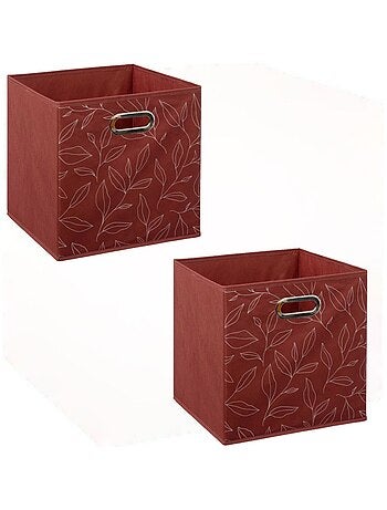 Lot de 2 boites de rangement cube en tissu à motif feuillage MIX'N MODUL
