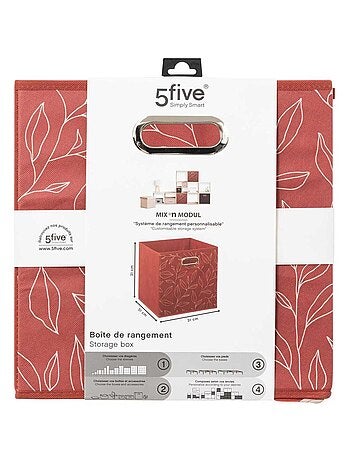Lot de 2 boites de rangement cube en tissu à motif feuillage MIX'N MODUL