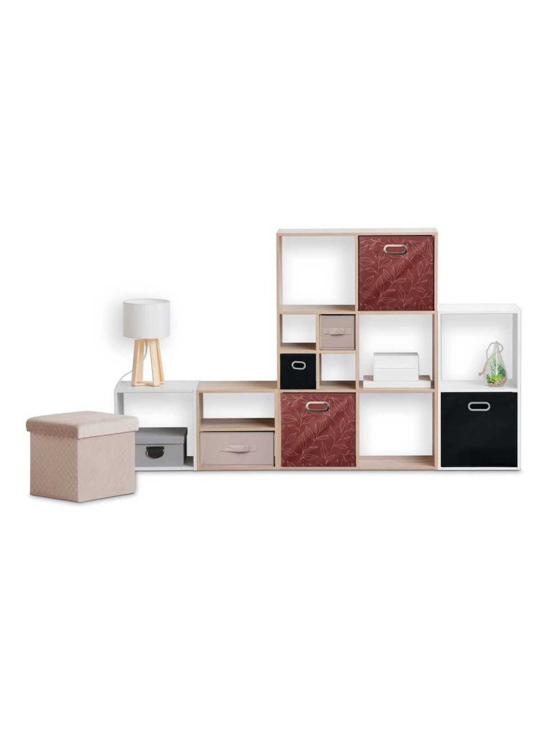 Lot de 2 boites de rangement cube en tissu à motif feuillage MIX'N MODUL Rouge - Kiabi