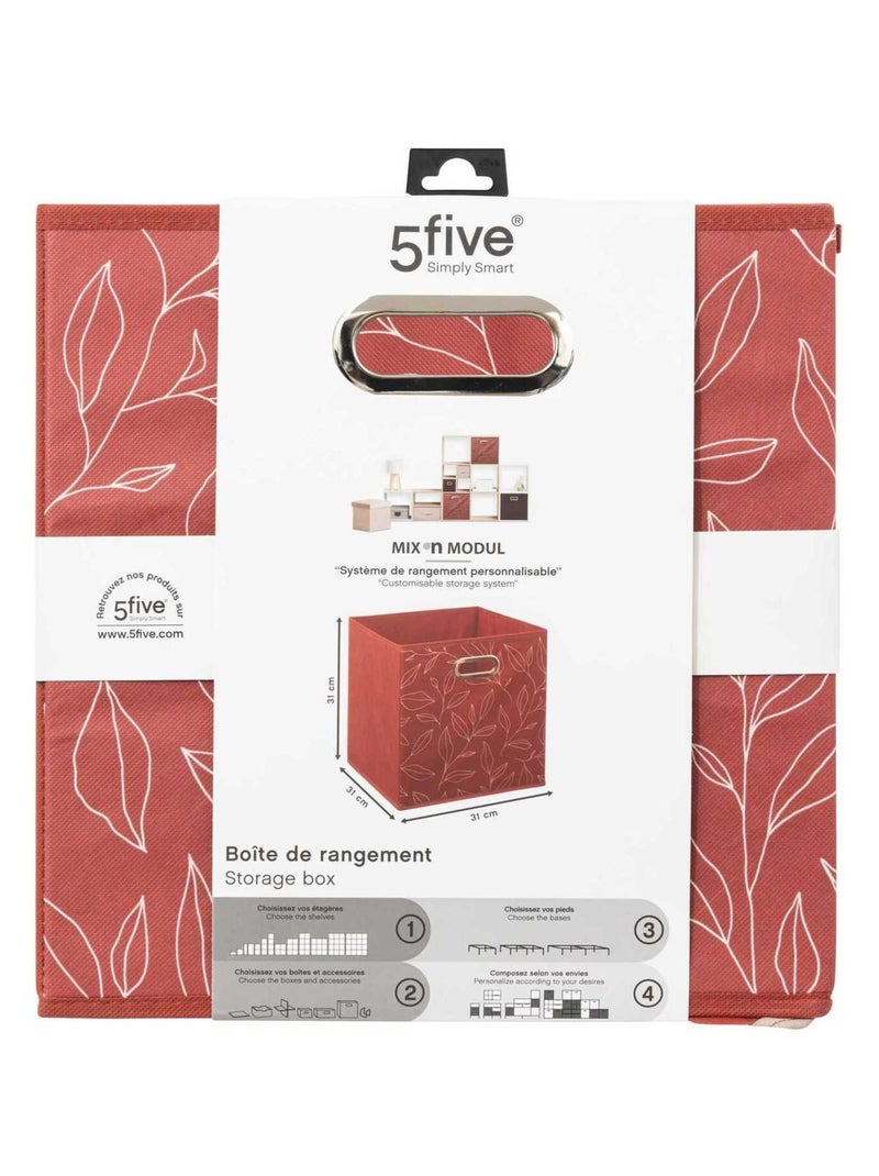 Lot de 2 boites de rangement cube en tissu à motif feuillage MIX'N MODUL Rouge - Kiabi