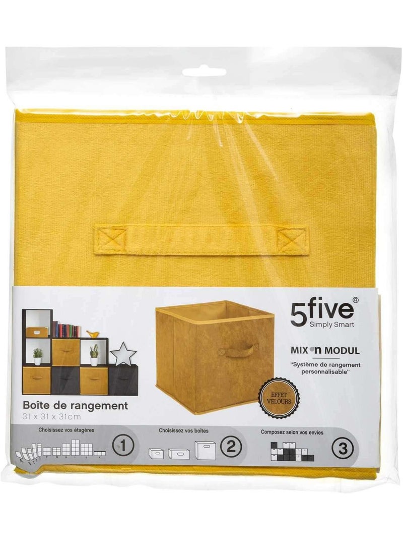 Lot de 2 boites de rangement cube en velours MIX'N MODUL Jaune - Kiabi