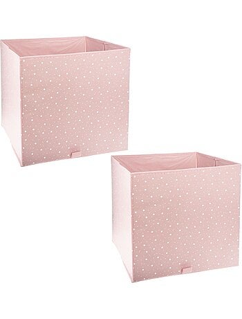 Lot de 2 boîtes de rangement cube ETOILE - L.29 x l.29 x H.29 cm - Rose
