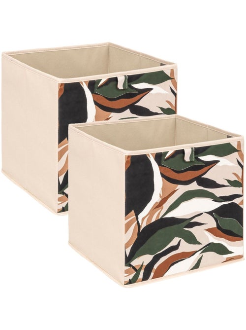 Lot de 2 boites de rangement cubes à motif nature MIX'N MODUL - Kiabi