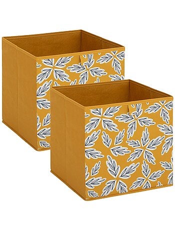 Lot de 2 boites de rangement cubes à motifs fleurs abstraits MIX'N MODUL