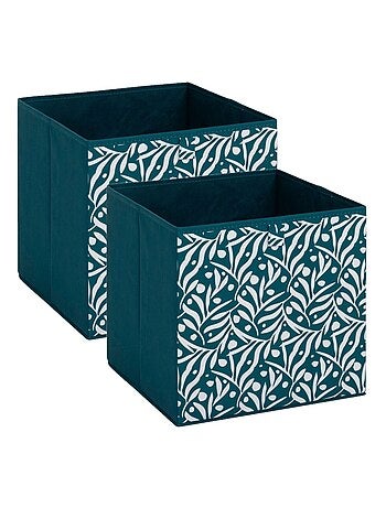 Lot de 2 boites de rangement cubes à motifs olivier MIX'N MODUL