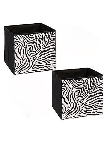 Lot de 2 boîtes de rangement cubes à motifs zèbre MIX'N MODUL