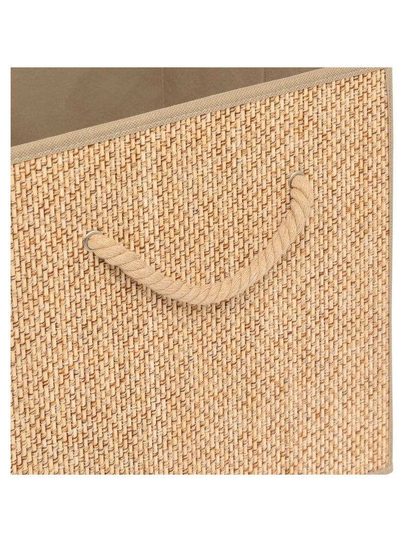 Lot de 2 boîtes de rangement cubes effet rotin MIX'N MODUL Beige - Kiabi