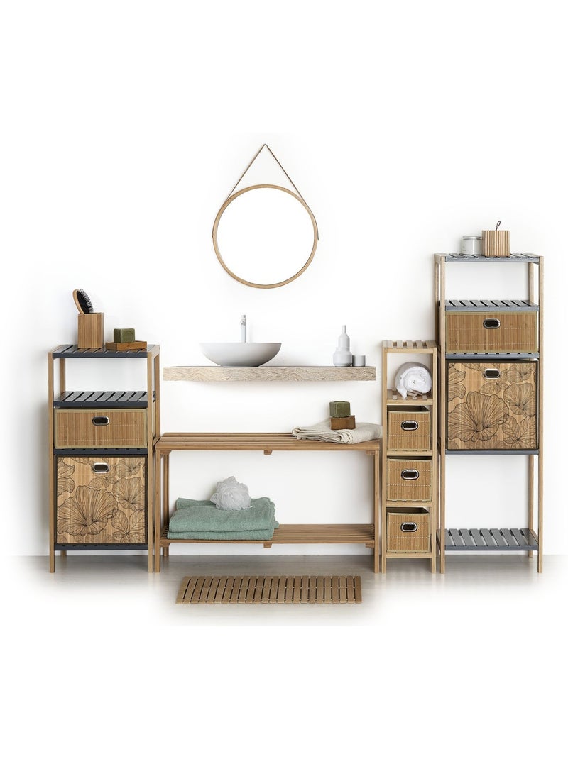 Lot de 2 boîtes de rangement cubes en bambou à motifs fleurs BLACKFLORA Marron - Kiabi