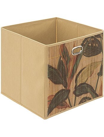 Lot de 2 boîtes de rangement cubes en bambou à motifs jungle PALAWAN