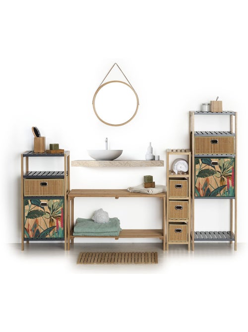 Lot de 2 boîtes de rangement cubes en bambou à motifs jungle PALAWAN - Kiabi Lot de 2 boîtes de rangement cubes en bambou à motifs jungle PALAWAN - Kiabi
