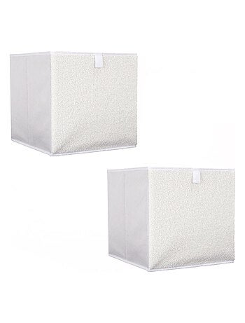 Lot de 2 boites de rangement cubes pliants en bouclette