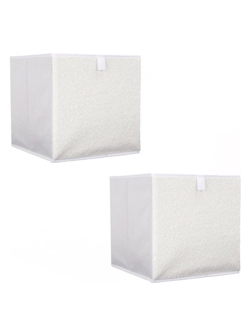 Lot de 2 boites de rangement cubes pliants en bouclette - Kiabi