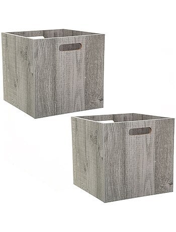 Lot de 2 Boîtes de rangement effet bois en MDF Mix n' modul
