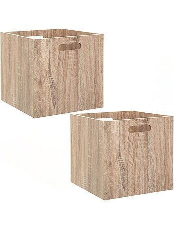 Lot de 2 Boîtes de rangement effet bois en MDF Mix n' modul