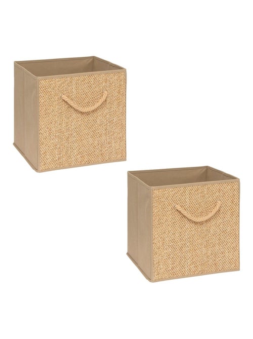 Lot de 2 boîtes de rangement effet rotin STEMY - Kiabi