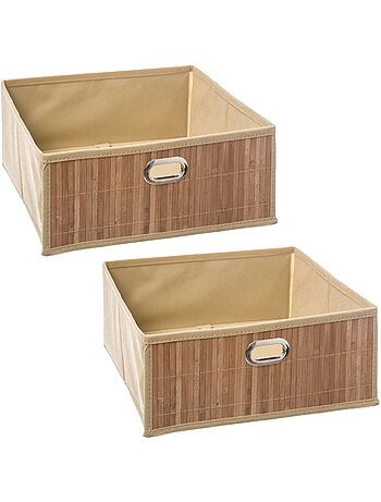 Lot de 2 boîtes de rangement en bambou et tissu MIX'N MODUL