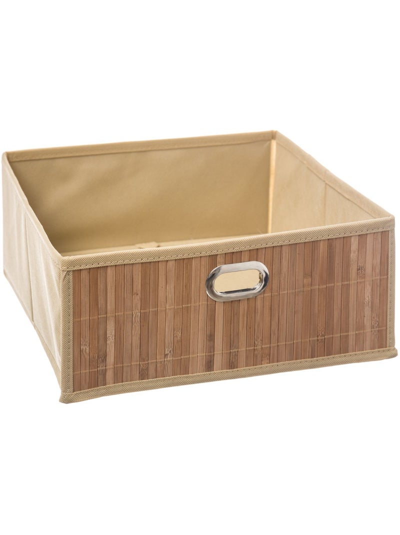 Lot de 2 boîtes de rangement en bambou et tissu MIX'N MODUL Beige - Kiabi