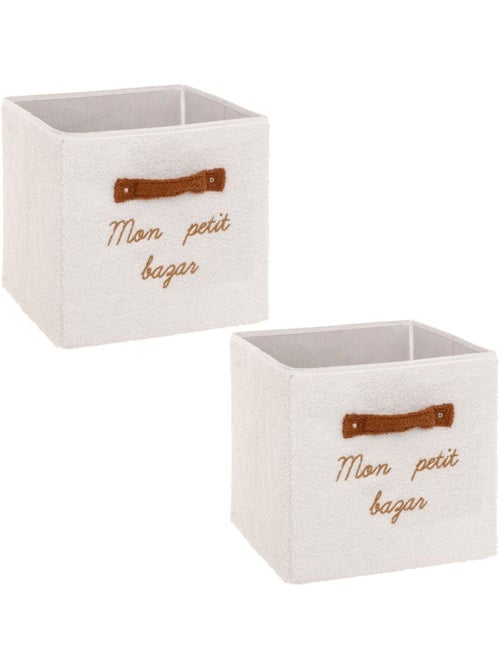 Lot de 2 boîtes de rangement en bouclette MON PETIT BAZAR - Kiabi