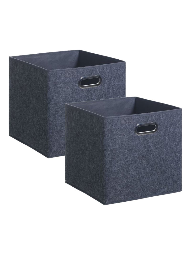 Lot de 2 boites de rangement en feutrine Gris foncé - Kiabi