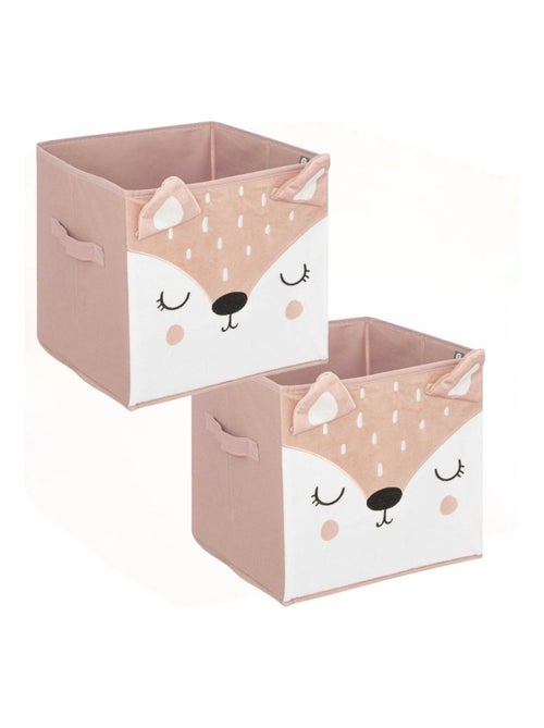 Lot de 2 boites de rangement enfant en velours biche - Kiabi