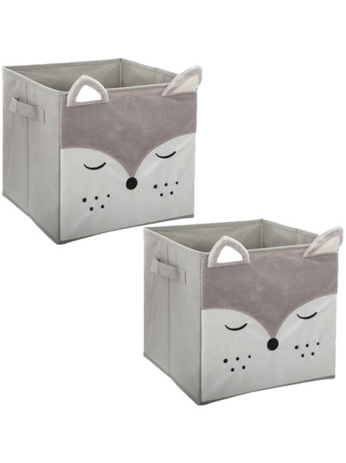 Lot de 2 boîtes de rangement enfant renard en velours JOEY - Kiabi