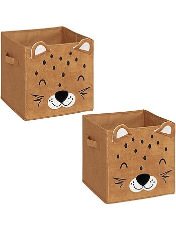 Lot de 2 boîtes de rangement enfant tigre en velours JOEY